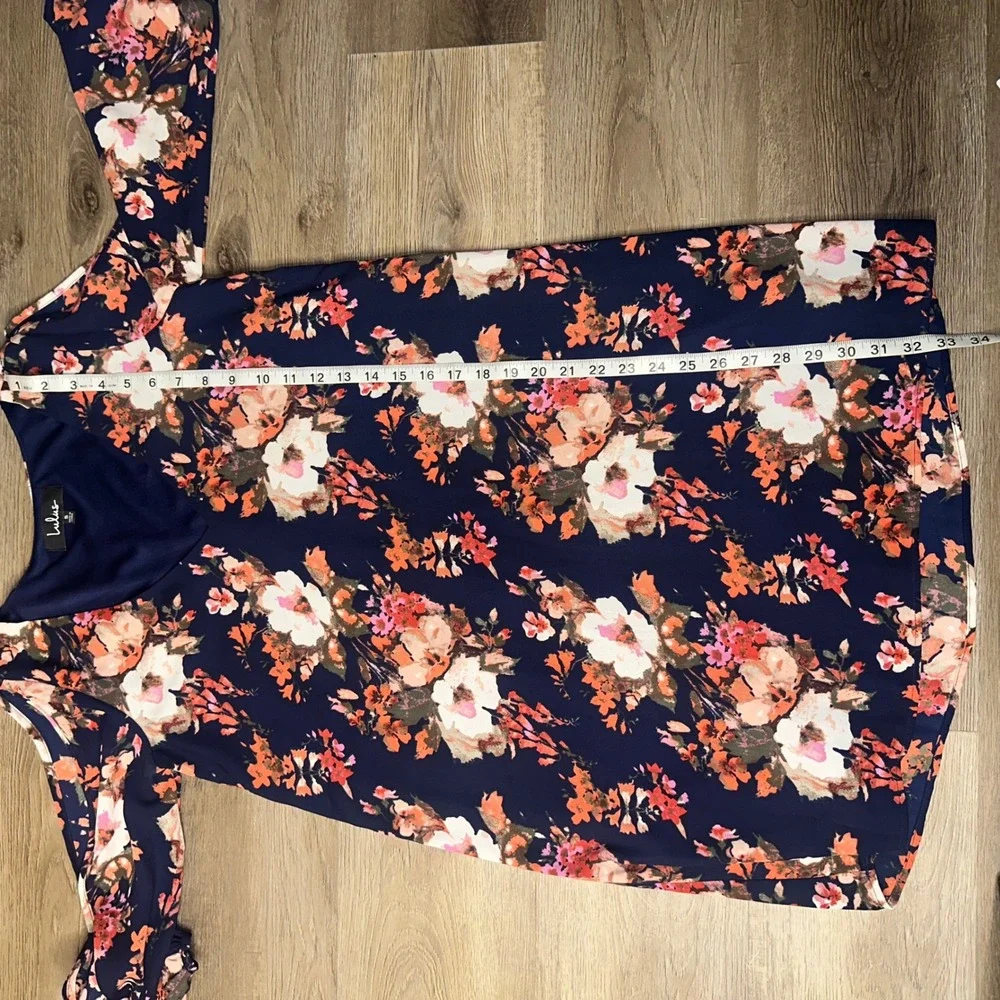 Lulus Floral Print Dress V-Neck Cold Shoulder 3/4 Sleeve Mini S - Picture 4 of 8